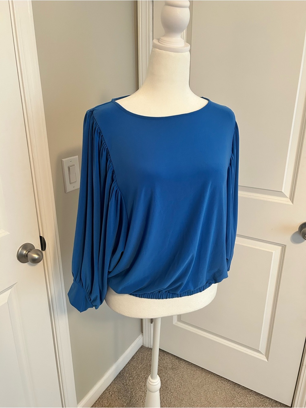 Express Royal Blue Dolman Sleeve Elastic Bottom Women's Top